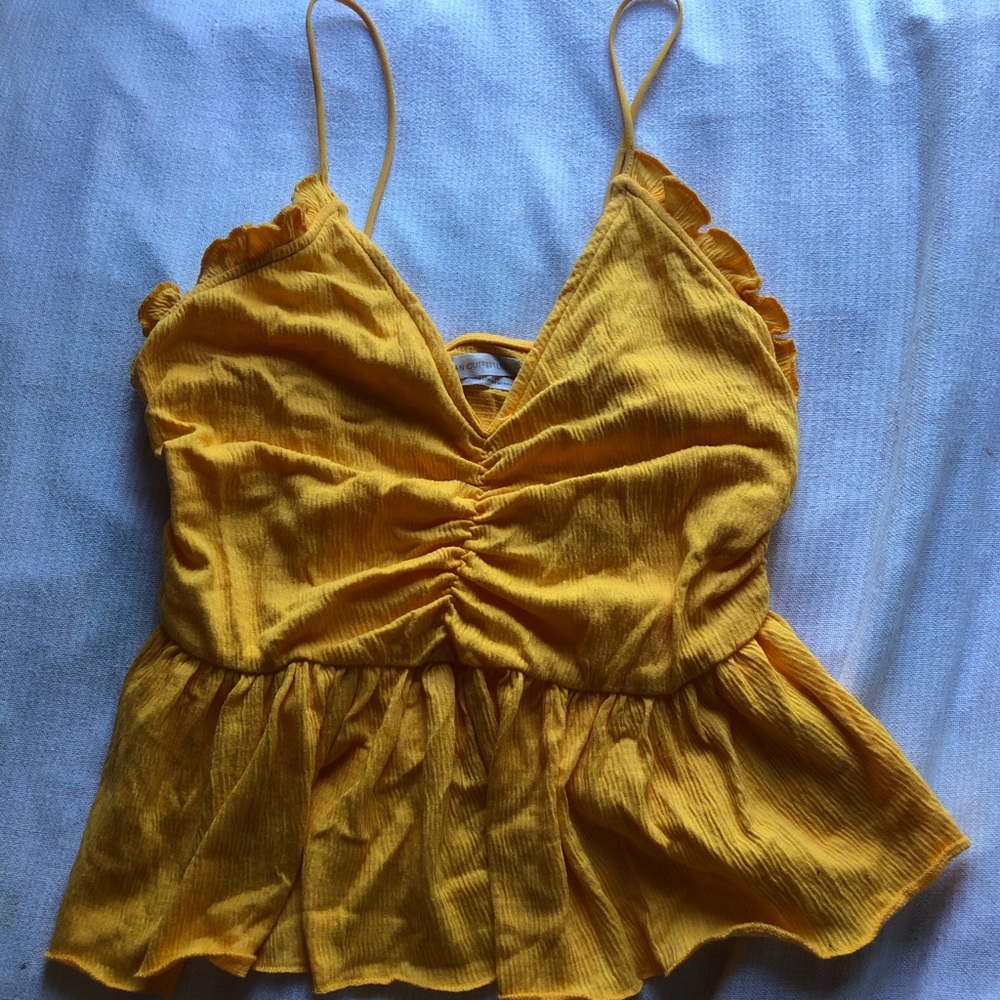 Yellow Ruffle Blouse/ Tank - Picture 2 of 3